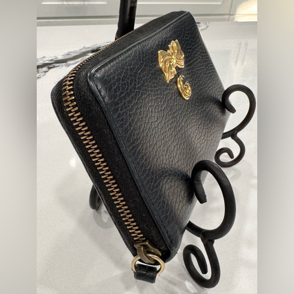 Gucci GG Marmont Bow Zip Around Wallet Black Leather Gold Logo - Picture 3 of 13